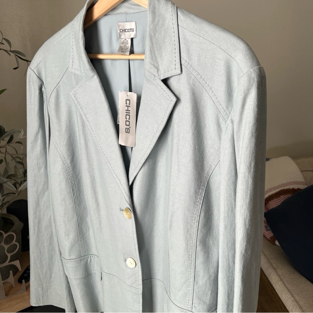 Chico’s Captiva Isle Trentino Jacket Light Blue Size 3 NWT $128 - Picture 2 of 15